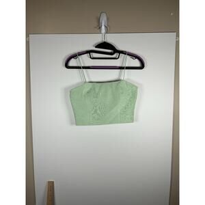 Alice + Olivia Mint Green Textured Structured Crop Cami Top Women Size 0 EUC